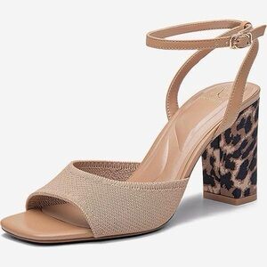 Cozy Island Elegant Tan and Leopard Print Heels